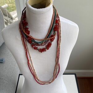 Vintage Boho, 1 statement & 3 strands of seed bead necklaces